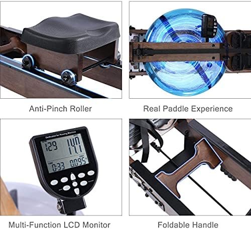 Water Rowing Machine for Home Gym Fitness, Classic Wood Rowe...