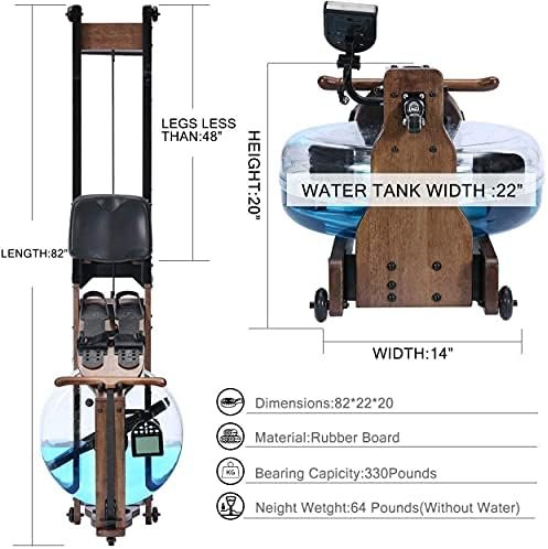Water Rowing Machine for Home Gym Fitness, Classic Wood Rowe...