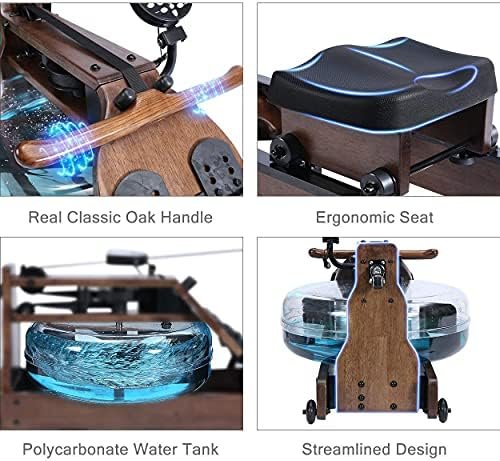 Water Rowing Machine for Home Gym Fitness, Classic Wood Rowe...