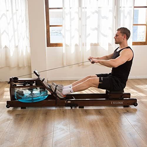 Water Rowing Machine for Home Gym Fitness, Classic Wood Rowe...