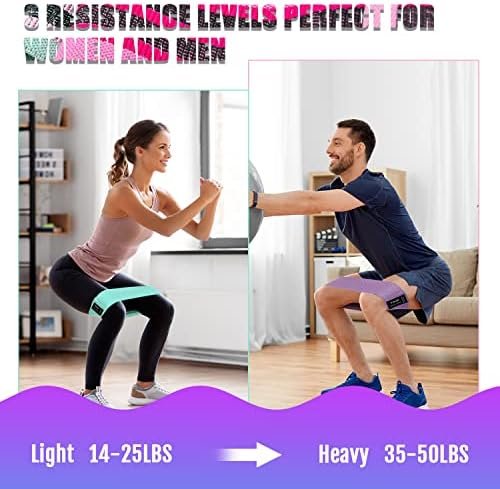 Fabric Resistance Bands, 3 Level Non-Slip Exercise Booty Ban...