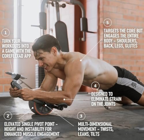 Official CoreFlex4D Dynamic Ab Roller with VIDEO TRAINING, G...