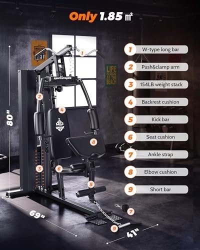 Sportsroyals Home Gym, Multifunctional Home Gym Equipment wi...