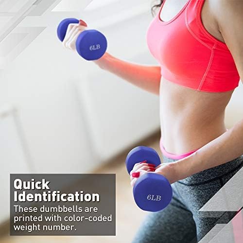 JBM Neoprene Dumbbell Pairs, 2-8lbs Hand Weight Set of 2 Non...