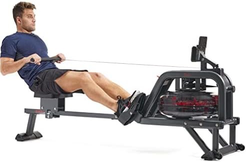 Sunny Health & Fitness Water Rowing Machine, Indoor Exercise...