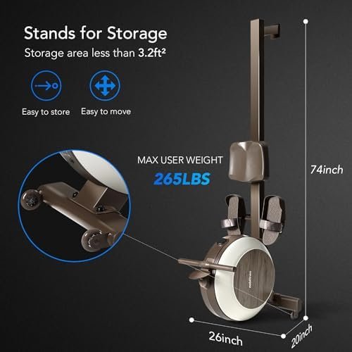mobifitness Rowing Machine,Smart knob &32 of Quiet Resistanc...