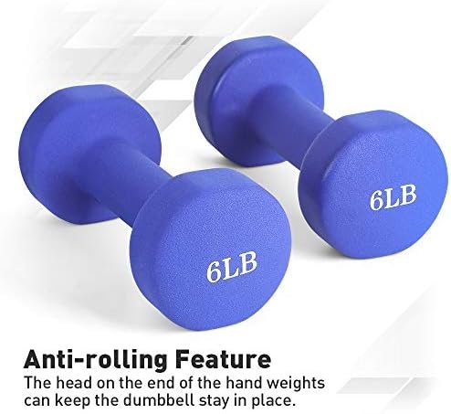 JBM Neoprene Dumbbell Pairs, 2-8lbs Hand Weight Set of 2 Non...