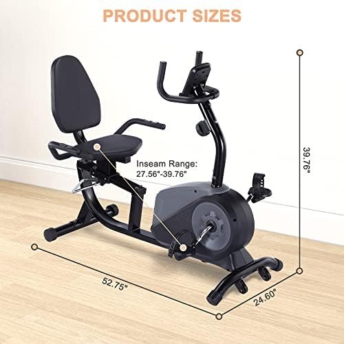ECHANFIT Recumbent Exercise Bike with Pulse Sensor, 16 Level...