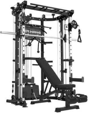 ER KANG Smith Machine with Bench, 2200LB Squat Rack, Power C...