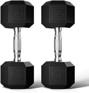 Hex Dumbbells Set Rubber Coated Hand Weights Exercise & Fitn...