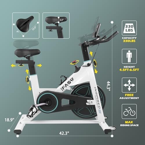 IFAST Indoor Exercise Bike Stationary, 330 lbs Weight Capaci...