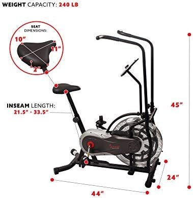 Sunny Health & Fitness Air Bike Fan Exercise Bike with Digit...
