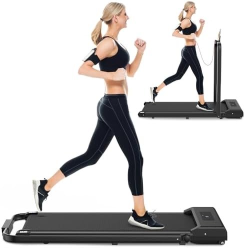 2 in 1 Foldable Treadmill, Walking Pad Treadmill for Home Of...