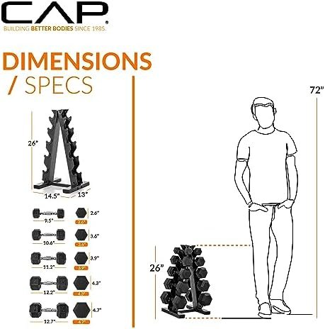 CAP Barbell Dumbbell Set with Rack | Multiple Options in 150...