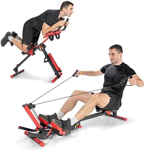 Goplus 4 in 1 Folding Rowing Machine, AB Crunch Workout Mach...