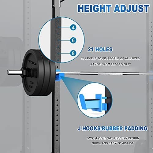 JX FITNESS Squat Rack Cage with Pull Up Bar,Adjustable Power...