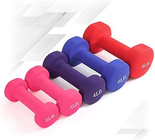 JBM Neoprene Dumbbell Pairs, 2-8lbs Hand Weight Set of 2 Non...