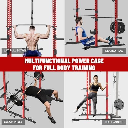 Power Cage, Multi-Functional Power Rack with LAT Pulldown Ca...