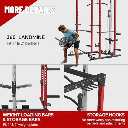 Power Cage, Multi-Functional Power Rack with LAT Pulldown Ca...