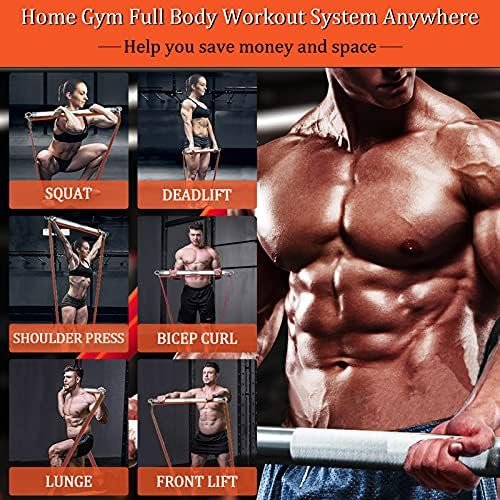 Portable Extra Heavy Home Gym Resistance Band Bar Set with 4...