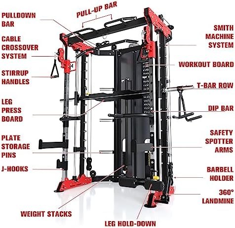 RitFit BPC05 Light Commercial Smith Machine, 2000LBS All-in-...