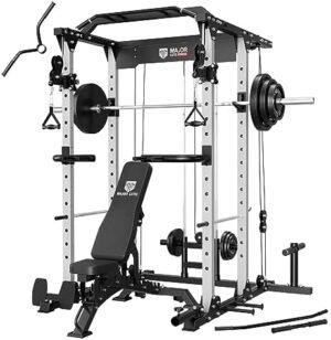 MAJOR LUTIE Fitness Power Cage with 245LBS Cast Iron Weight ...