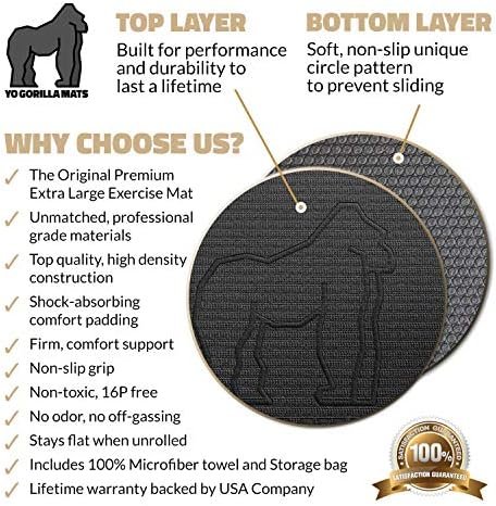 Gorilla Mats Premium Large Exercise Mat – 8' x 4' x 1/4" Ult...