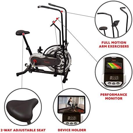 Sunny Health & Fitness Air Bike Fan Exercise Bike with Digit...