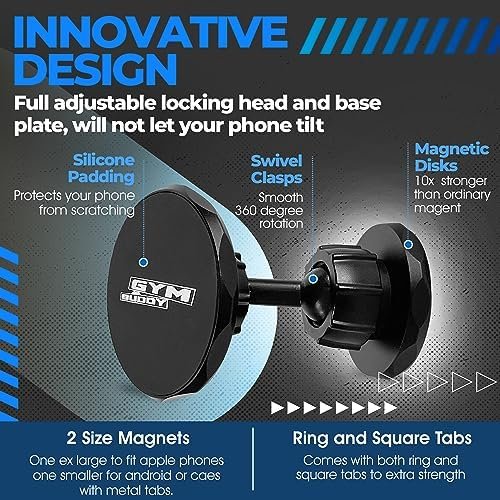 Gym Buddy Magnetic Phone Mount for Gym Premium Quality - Hea...