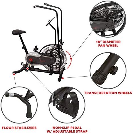 Sunny Health & Fitness Air Bike Fan Exercise Bike with Digit...