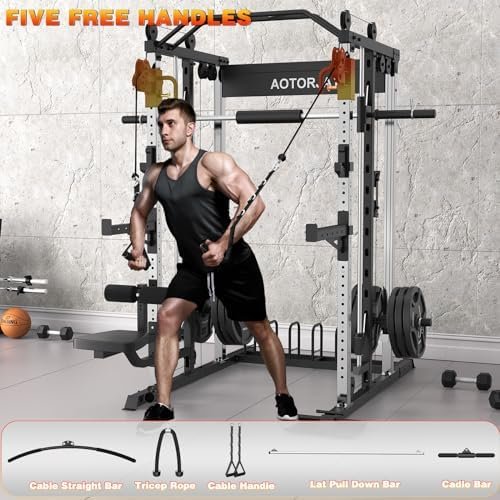 Power Cage Height Adjustable Squat Rack Home Gym Power Tower...