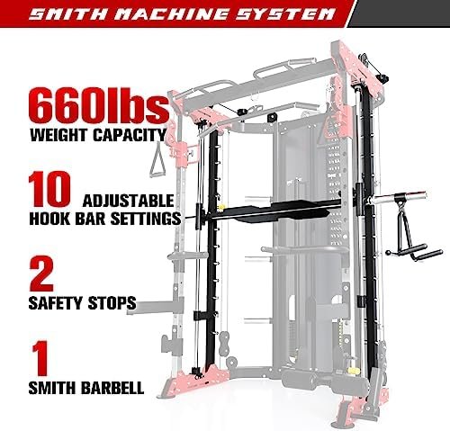 RitFit BPC05 Light Commercial Smith Machine, 2000LBS All-in-...