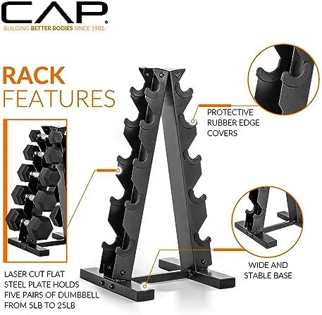 CAP Barbell Dumbbell Set with Rack | Multiple Options in 150...
