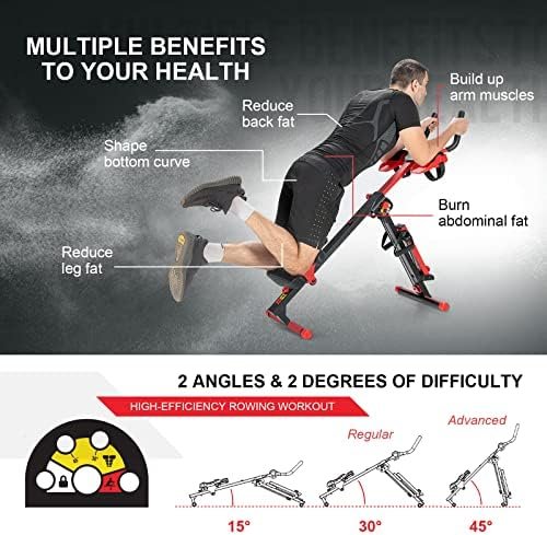 Goplus 4 in 1 Folding Rowing Machine, AB Crunch Workout Mach...
