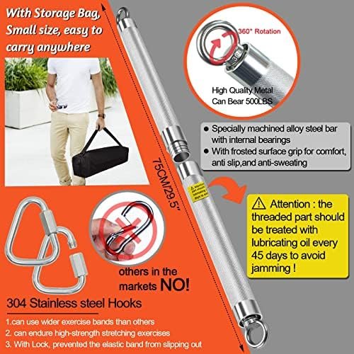 Portable Extra Heavy Home Gym Resistance Band Bar Set with 4...