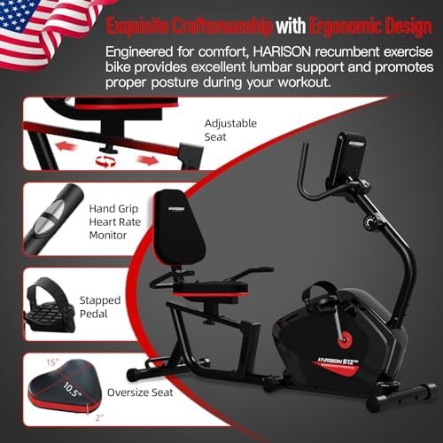 HARISON Magnetic Recumbent Exercise Bike with Arm Exerciser,...