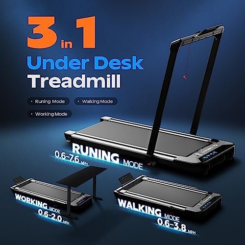 Under Desk Treadmill, Walking Pad 3 in 1 Folding Treadmill, ...