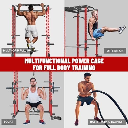 Power Cage, Multi-Functional Power Rack with LAT Pulldown Ca...