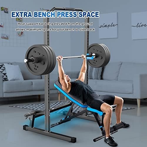 JX FITNESS Squat Rack Cage with Pull Up Bar,Adjustable Power...