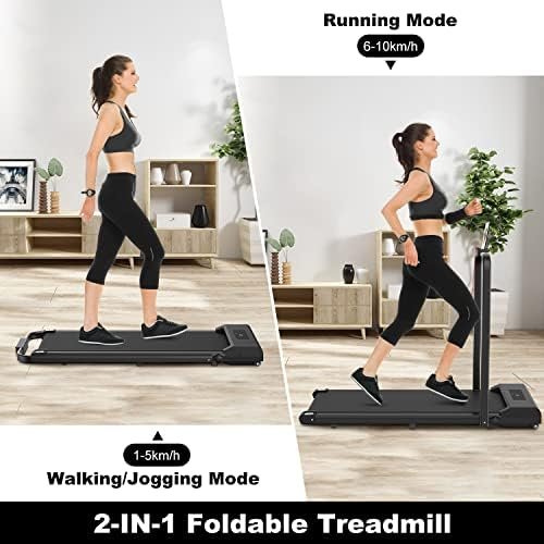 2 in 1 Foldable Treadmill, Walking Pad Treadmill for Home Of...