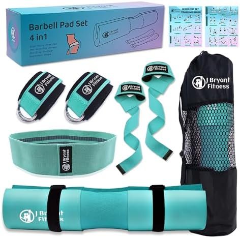 J Bryant Barbell Pad Set with 2 Ankle Straps for Cable Machi...