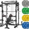 Mikolo Smith Machine, 2000LB Multifunctional Squat Rack with...