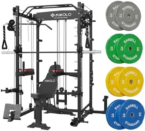 Mikolo Smith Machine, 2000LB Multifunctional Squat Rack with...