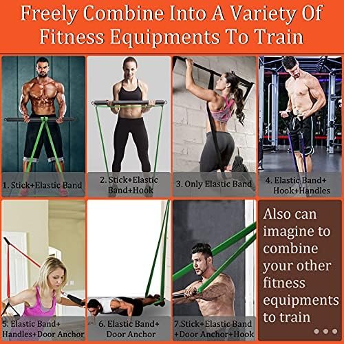Portable Extra Heavy Home Gym Resistance Band Bar Set with 4...