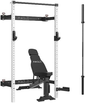 Mikolo 2.36'' x 2.36'' Folding Wall Mounted Squat Rack, Fold...