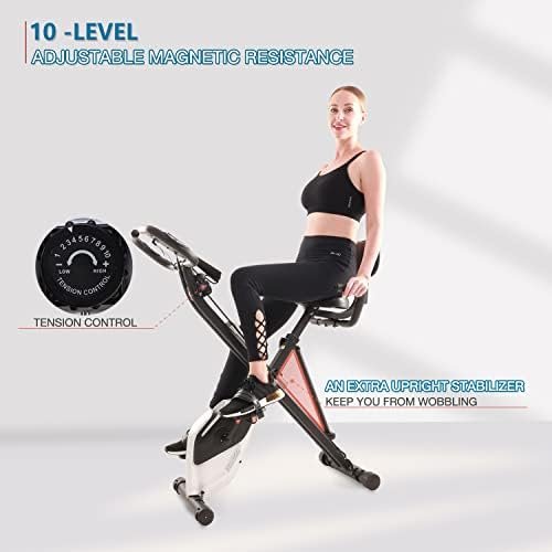 Foldable Fitness Exercise Bike, Magnetic Folding Indoor Exer...