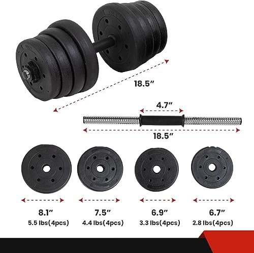 66 lbs Adjustable Dumbbell Sets 2 in 1 Free Weights Dumbbell...