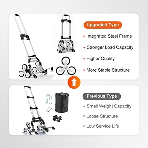 VEVOR Stair Climbing Cart, 220 lbs Load Capacity, Foldable H...