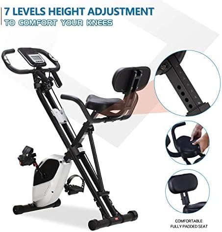 Foldable Fitness Exercise Bike, Magnetic Folding Indoor Exer...
