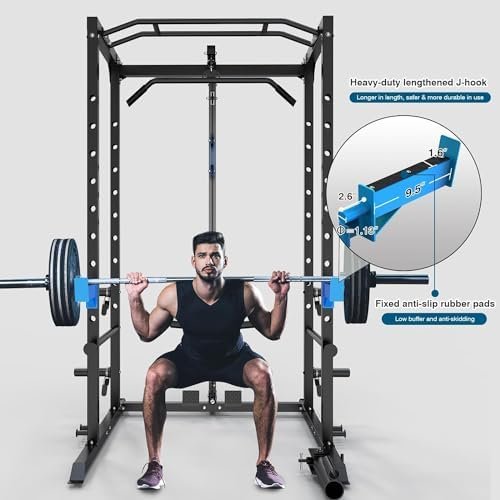 Power Cage with Lat Pulldown Multi-Functional Squat Rack and...
